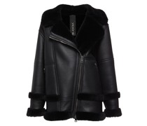 Bikerjacke aus Leder und Shearling