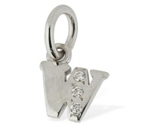18 KARAT WEISSGOLD-ANHÄNGER MIT DIAMANT „W“