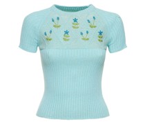 Diamond cotton blend knit lurex sweater