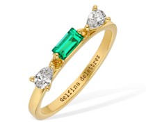 18kt Diamant- und Smaragdring „Dancing“