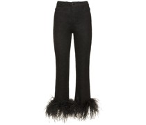 Jeans aus Denim mit hohem Bund und Federn „Ireri“