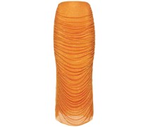 Orange hotfix mesh midi skirt