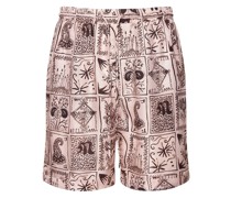MINISHORTS AUS SEIDENTWILL MIT DRUCK