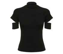 Cutout stretch jersey t-shirt