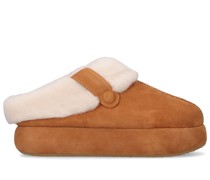 40mm Plateauschuhe aus Wildleder und Shearling