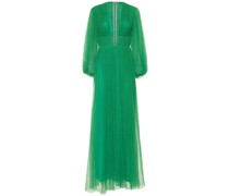 LANGES KLEID AUS TÜLL MIT RÜSCHEN