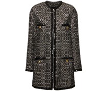Lurex tweed collarless coat