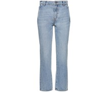 HOCHTAILLIERTE BAUMWOLLDENIM-JEANS