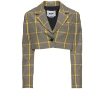 Kurzer Blazer aus Baumwollmischung mit Karomuster