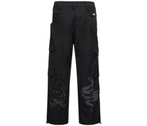 Cargo-Jeans aus Baumwolle mit Rissen