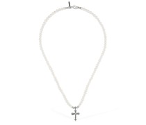 Perlenkette mit Kreuzanhänger