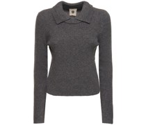 Gerippter Wollpullover mit Comokragen