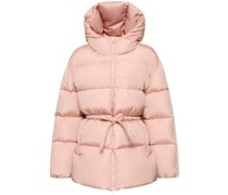 Belted nylon down jacket