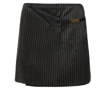 Logo clasp pinstripe mini skirt