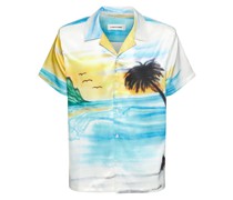 Bowlinghemd aus Satin mit Airbrush-Muster