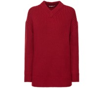 Wool knit v neck sweater