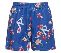 Floral printed logo mesh shorts