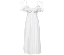 MIDIKLEID AUS BAUMWOLLPOPELINE MIT RÜSCHEN
