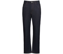 19.5cm Straight rinse cotton denim jeans