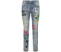 BEDRUCKTE JEANS AUS DENIM „CITY HALL“