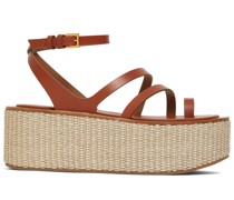 70mm hohe Wedge-Sandalen aus Leder „Biarritz“