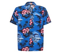 Printed cotton s/s bowling shirt