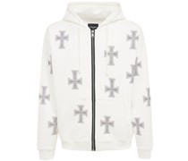 Hoodie aus Baumwolle mit Strass