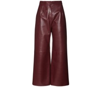 HOCHTAILLIERTE, AUSGESTELLTE HOSE AUS LEDER