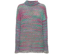 Braided knit crewneck sweater