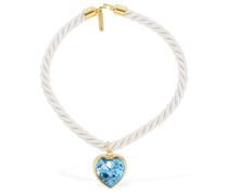 Heart charm cotton wire collar necklace