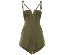 Minikleid aus Nylontwill mit gerippten Einsätzen