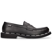 Logo faux leather loafers