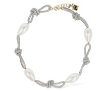 Halskette mit Kristallen und Perlenimitat „Gaia“