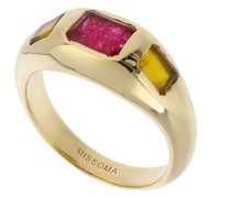 Dreifacher, grober Quarz- und Chalcedonring