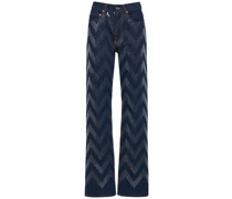 Gerade Jeans aus Denim mit Zick-Zack-Pailletten