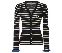 Gestreifte Strickjacke aus Wolle