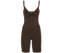 Nahtloser, gerippter Playsuit aus Wollmischgewebe