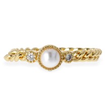 Collage fine chain & faux pearl ring