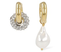 Ohrringe mit Kristallen „Disc & Pearl“