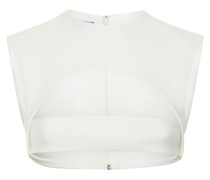 Sleeveless cutout crepe crop top