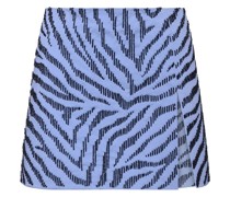 Zebra cotton blend georgette mini skirt