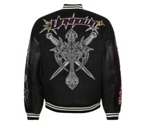 Logo embroidered tech varsity jacket