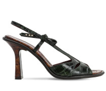 90MM DIANA CROC EMBOSSED LEATHER SANDALS