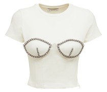 Bustier-T-Shirt mit Kristallen