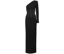 Cutout crepe one shoulder long dress
