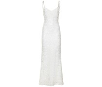 White beaded sequin maxi dress