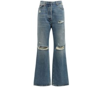 HOCHTAILLIERTE JEANS AUS BAUMWOLLDENIM MIT RISSEN