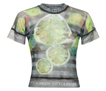 OBERTEIL AUS STRETCH-MESH MIT DRUCK