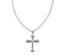 Fleury Cross beaded chain necklace