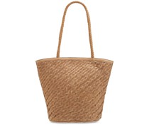 HANDGEWEBTE SCHULTERTASCHE AUS LEDER „JEANNE“